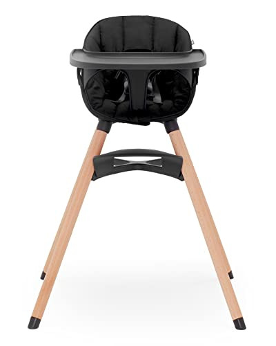 Lalo The Chair Convertible 3-in-1 High Chair - Wooden High Chair for Babies & Toddlers, Baby High Chair with Dishwasher Safe Tray, Adjustable Footrest & Machine Washable High Chair Cushion, Licorice | Amazon (US)