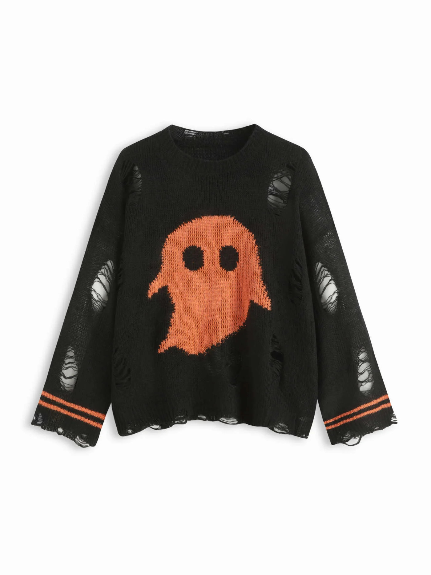 Knit Fabric Knit Ghost Pattern Stripe Ripped Oversized Top Curve & Plus | Cider