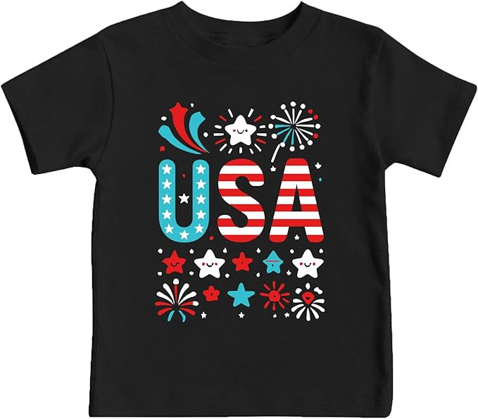 USA American Flag Shirts Little Kids Boys Girls 4th of July Patriotic T-Shirt Toddler Summer Shor... | Amazon (US)