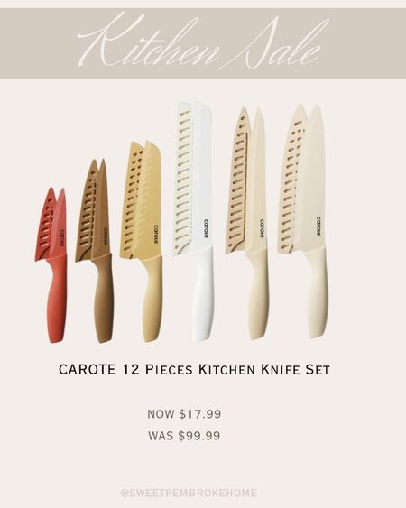 12 piece Carote Knife set on flash sale! Was $99 is now on a huge sale for $17.99. 5 star ⭐️ reviews. #knife #carote #knifeset #kitchensale 

#LTKhome #LTKsalealert #LTKfindsunder50