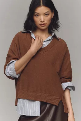 Maeve Relaxed V-Neck Sweater | Anthropologie (US)