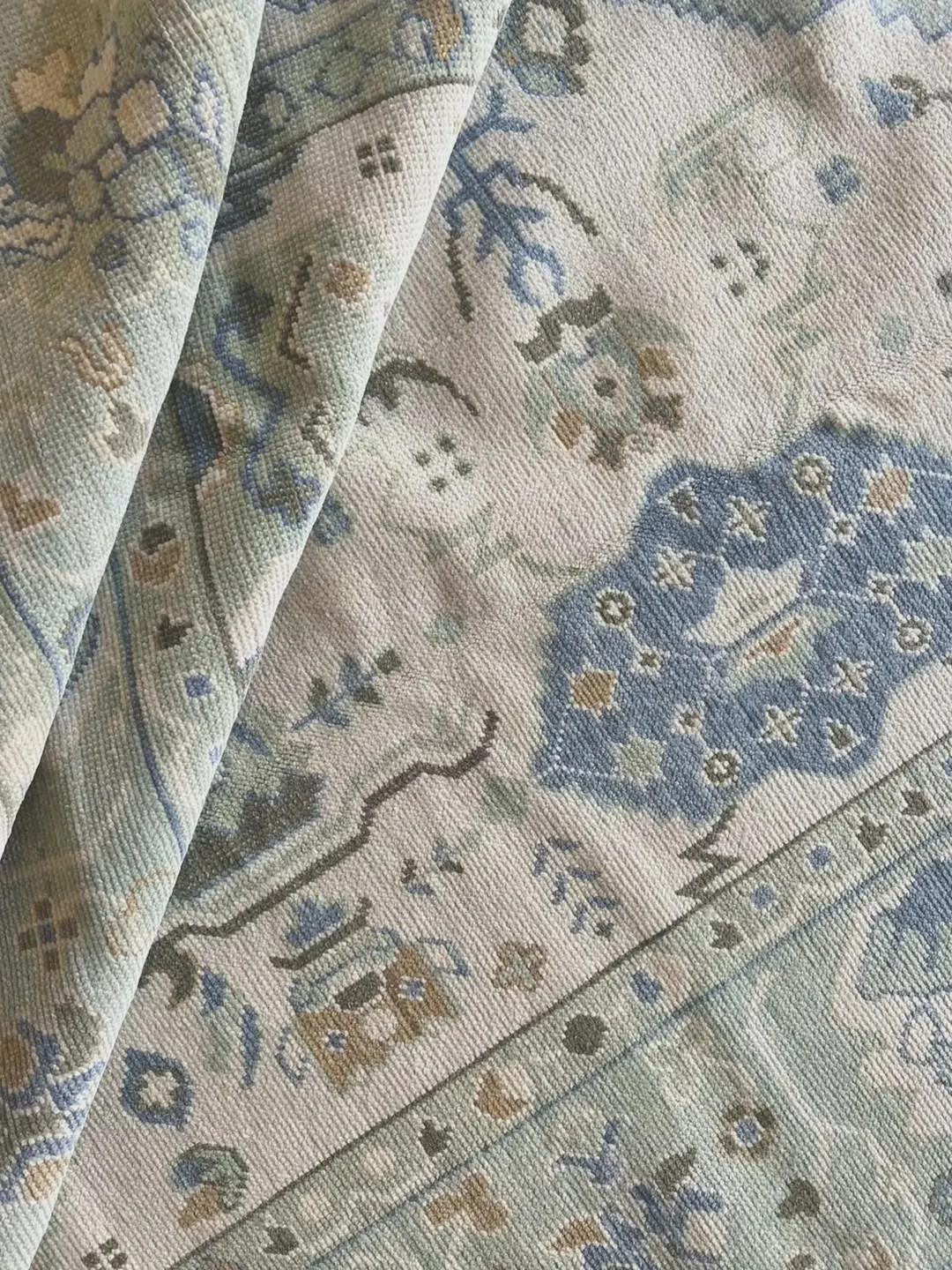 Light Blue, Green & Beige Hand Knotted Oriental Carpet - Etsy | Etsy (US)