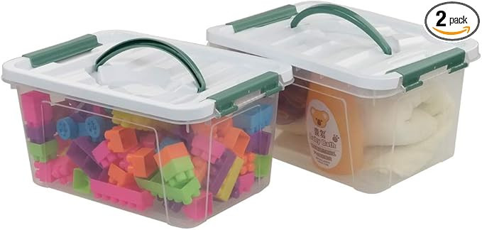 Pekky 6 Quart Storage Container Box with Handle and Latching Fresh Design, Small Toy Organizer Bi... | Amazon (US)