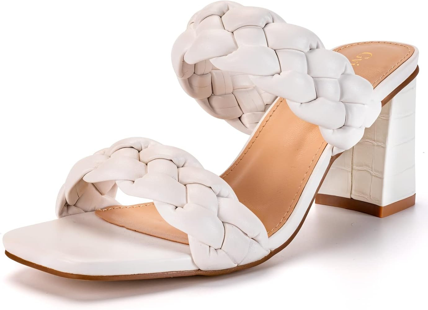 Gvimenos Women's Braided Heel Sandals Fashion Slip On Block Sandals | Amazon (US)