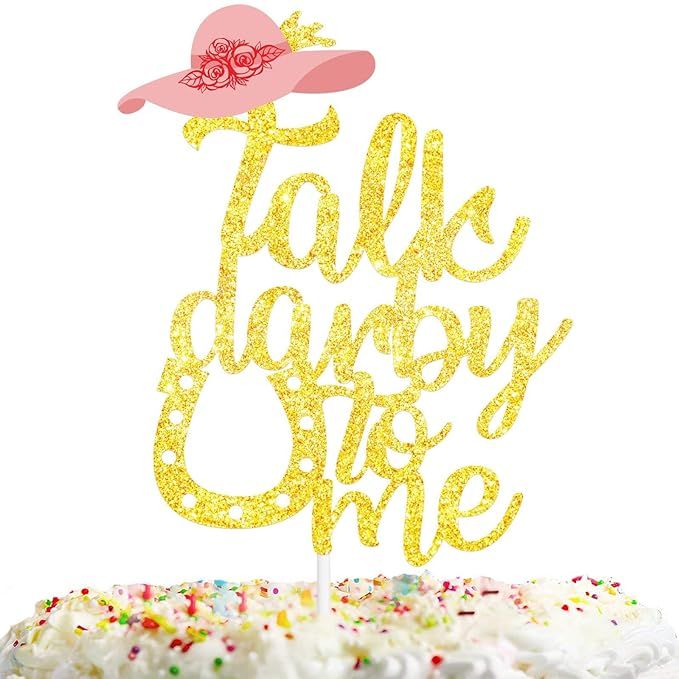 Talk Darby To Me Cake Topper Gold Pink Glitter Hat Kentucky Derby Theme Horse Racing Day Decorati... | Amazon (US)