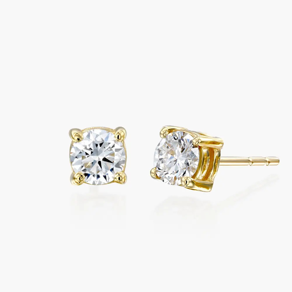 Round Diamond Stud Earrings 1 CT - 14k Solid Gold | Oak & Luna (US)