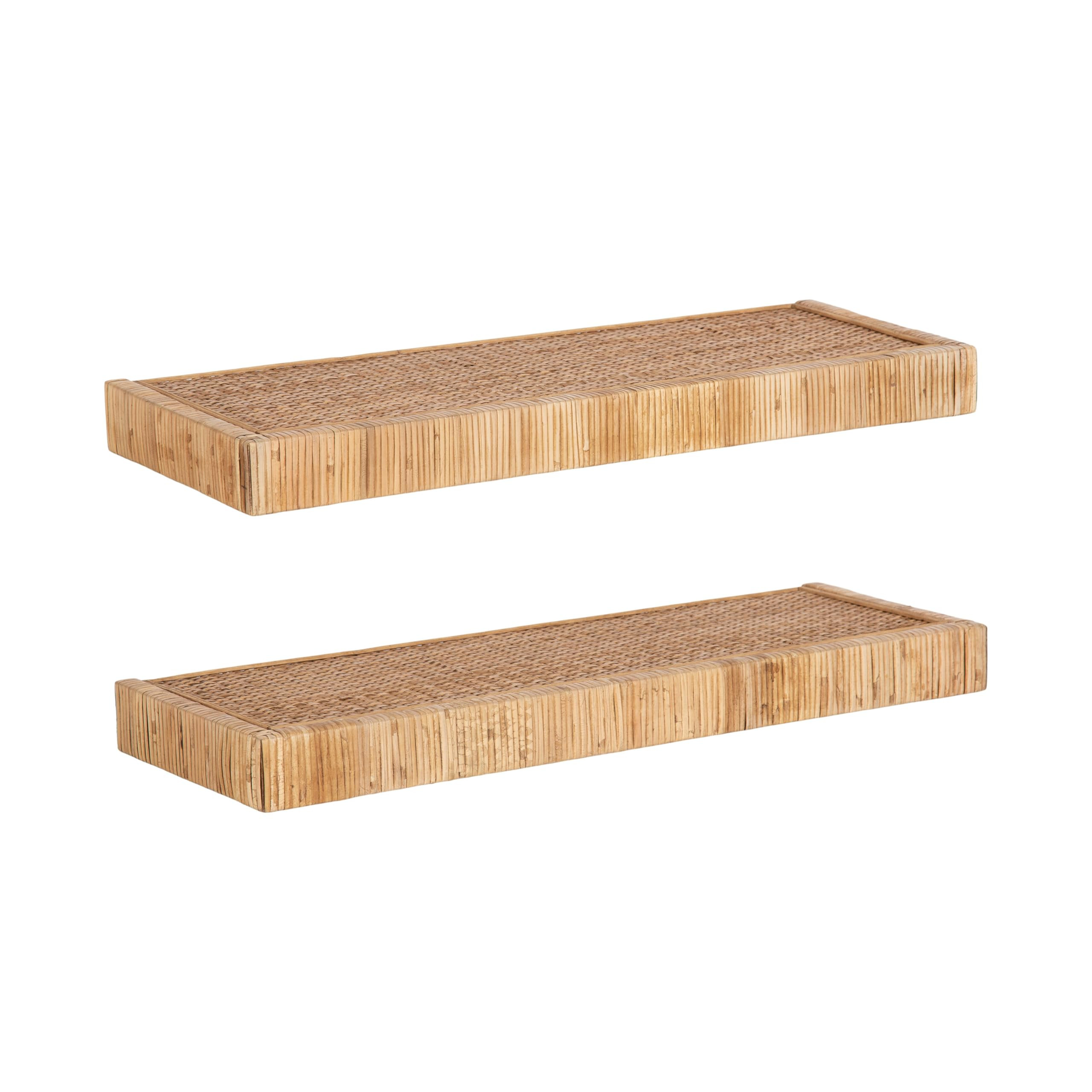 Kate and Laurel Rahmati Modern Rattan Floating Shelves, Set of 2, 24 x 8, Natural Rattan, Boho Ba... | Amazon (US)