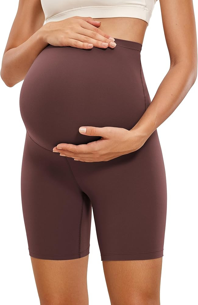 CRZ YOGA Womens Butterluxe Maternity Yoga Shorts 6" - Over The Belly Pregnancy Workout Athletic B... | Amazon (US)