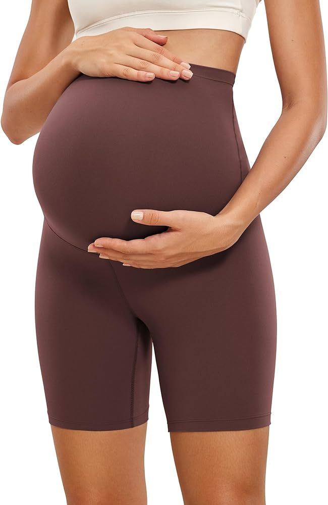 CRZ YOGA Womens Butterluxe Maternity Yoga Shorts 6" - Over The Belly Pregnancy Workout Athletic B... | Amazon (US)