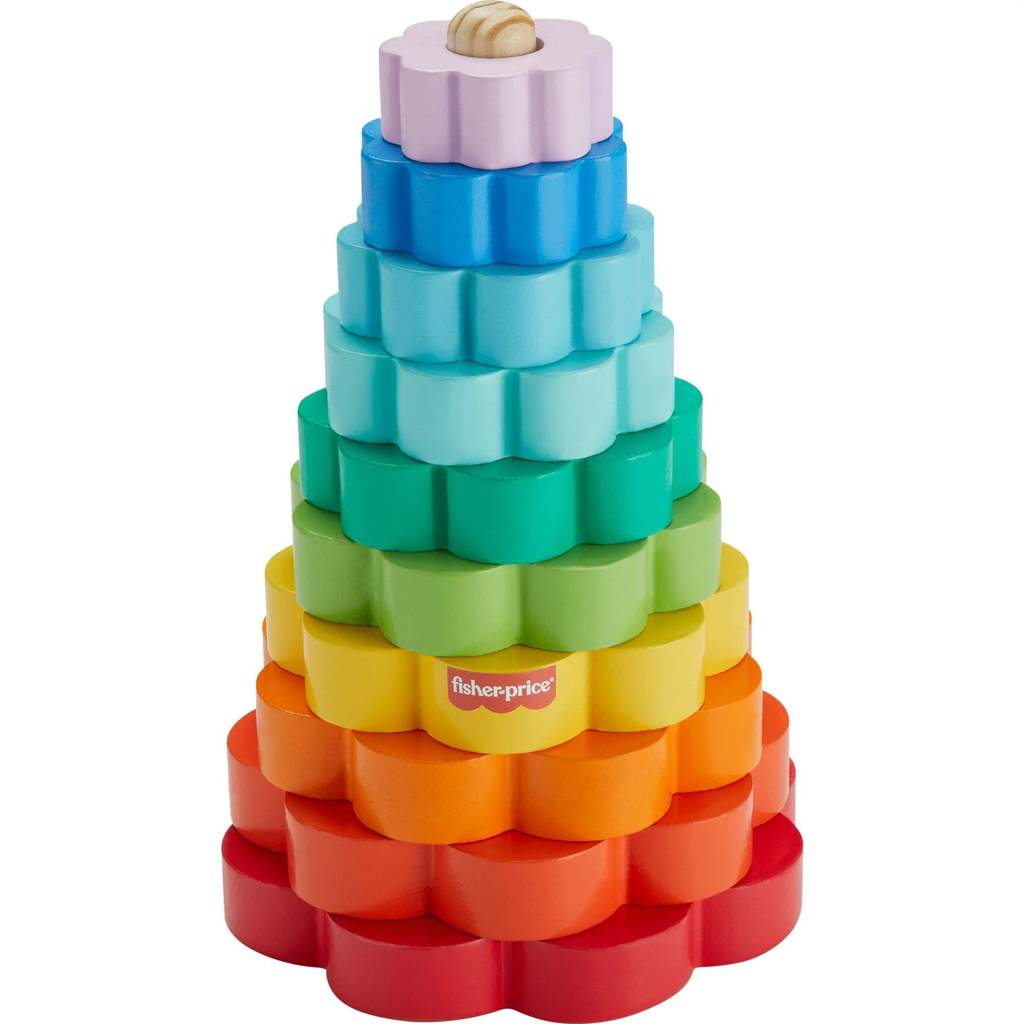 Fisher-Price Wooden Rainbow Ring Stacking Toy, Fine Motor Skills for Toddlers 18 month, 26 Wood P... | Walmart (US)