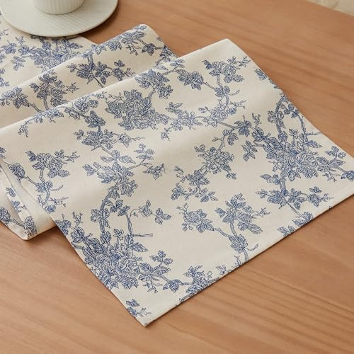 Amazon.com: YZJZEDS 100% Cotton French Pastoral Table Runners, 13x72 Inch Blue Farmhouse Table Ru... | Amazon (US)