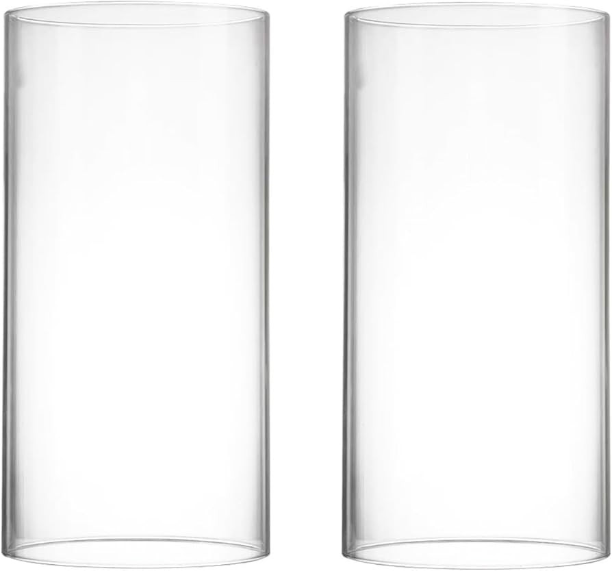 CYS EXCEL 2 PCS (H:6" D:3") Open Ended Clear Glass Hurricane Candleholder Tube Lamp Shade Open Fl... | Amazon (US)