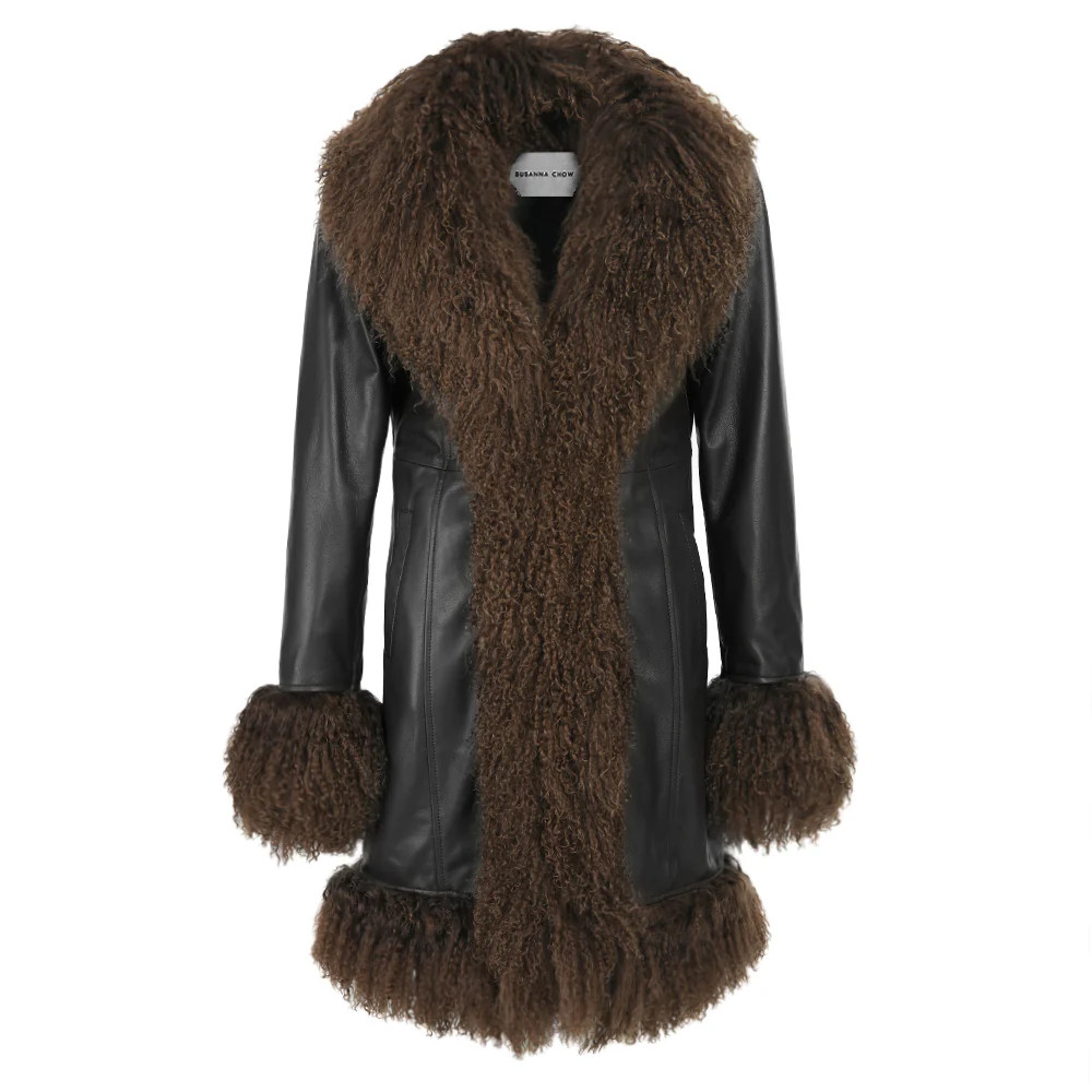 Dorothy Leather Shearling Midi Coat | Susanna Chow