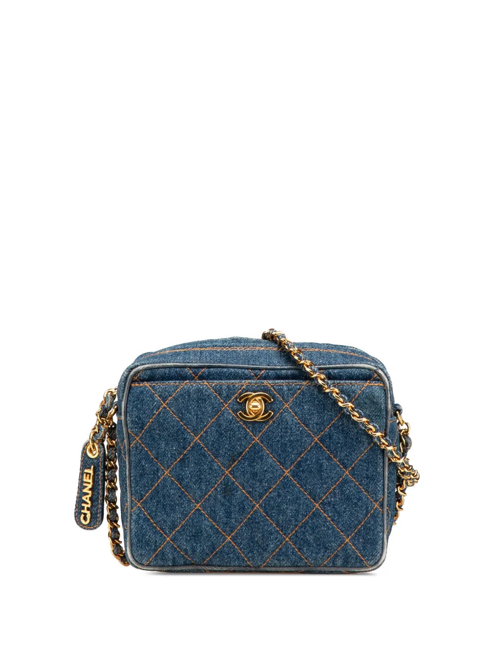 CHANEL Pre-Owned 1996-1997 CC Quilted Denim Turnlock Camera Bag crossbody bag - Blue | Farfetch Global