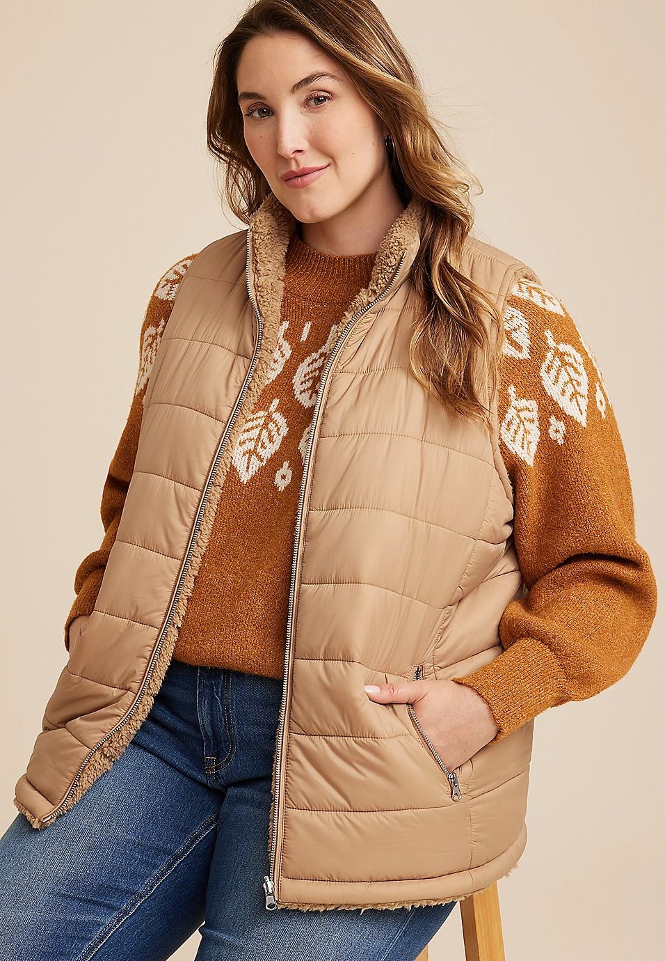 Plus Size Reversible Teddy Sherpa Vest | Maurices