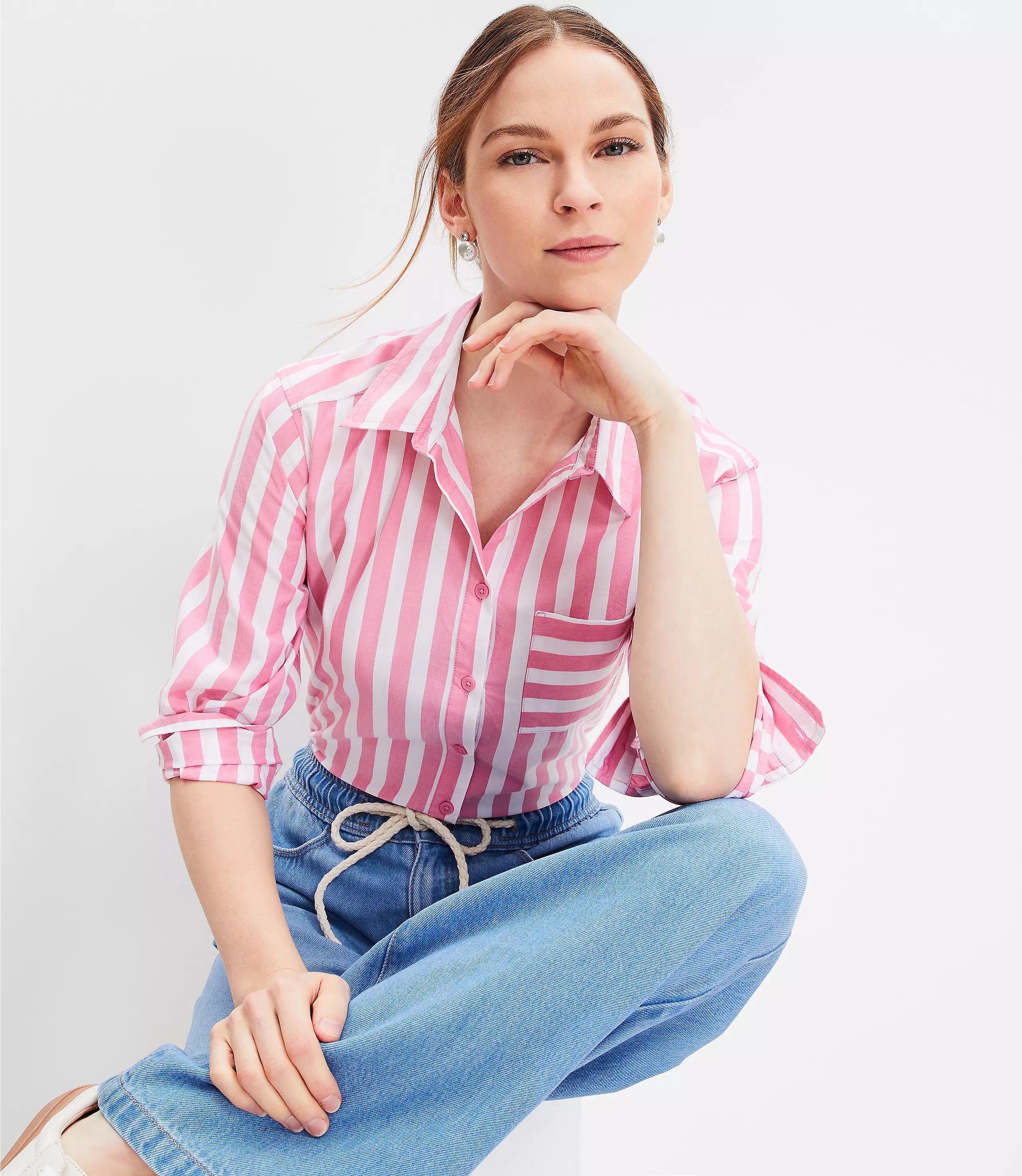 Striped Relaxed Pocket Shirt | LOFT