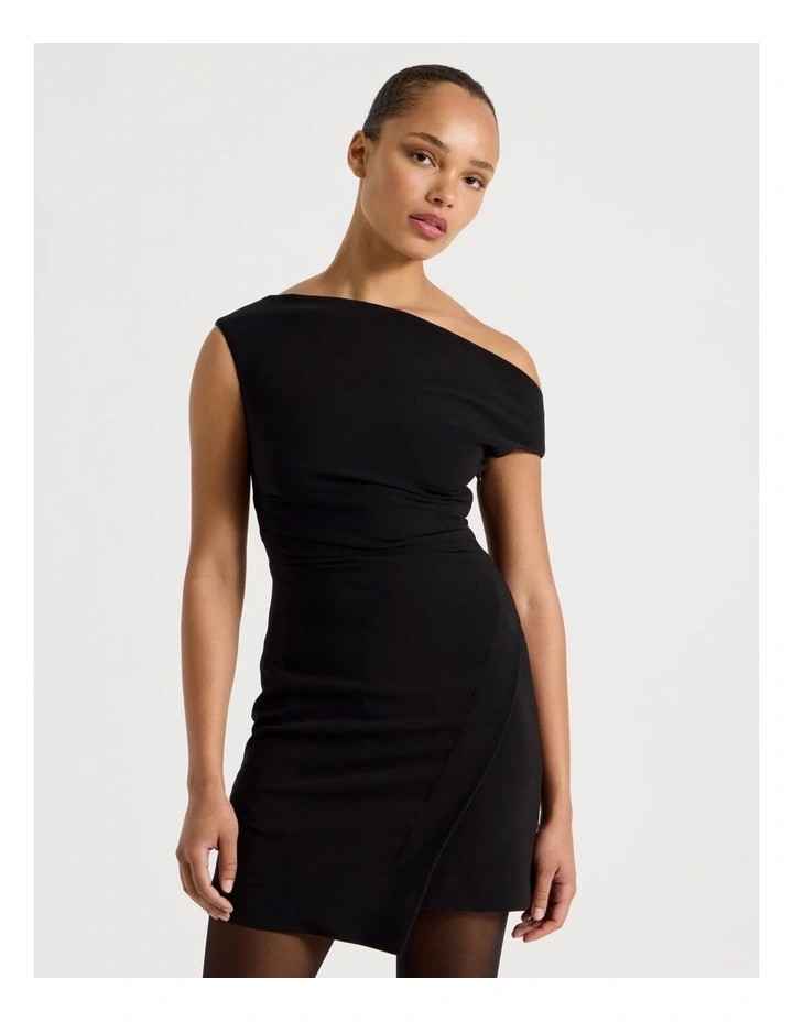 Tailored Draped Mini Dress in Black | Myer