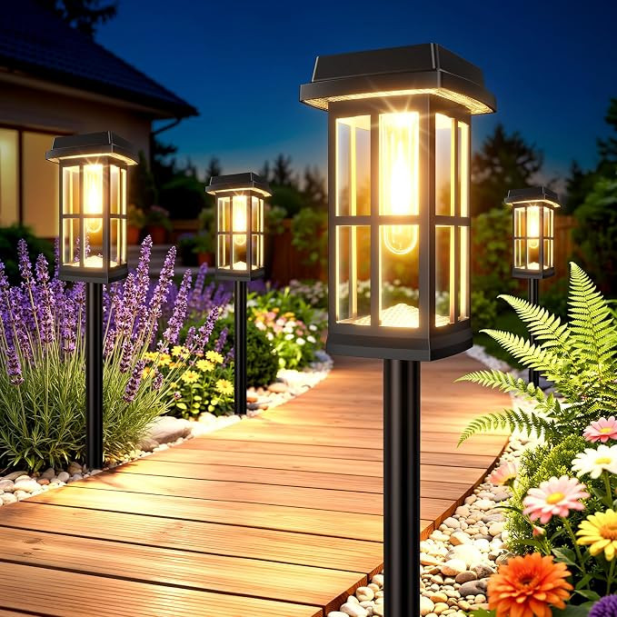 8 Pack Solar Pathway Lights Outdoor, 2 Lighting Modes Waterproof Solar Lights Outdoor, Brighter U... | Amazon (US)