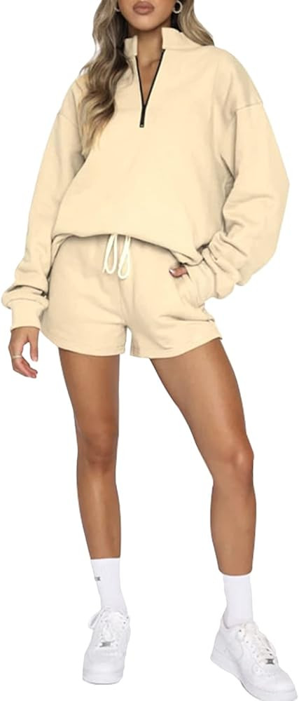Falvurt Women'S 2 Piece Lounge Sets Oversized Half Zipper Sweatshirt Long Sleeve Sweatsuit Fall O... | Amazon (US)