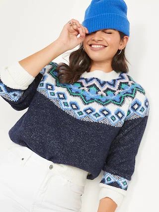 Crew Neck Fair Isle Sweater for Women | Old Navy (US)