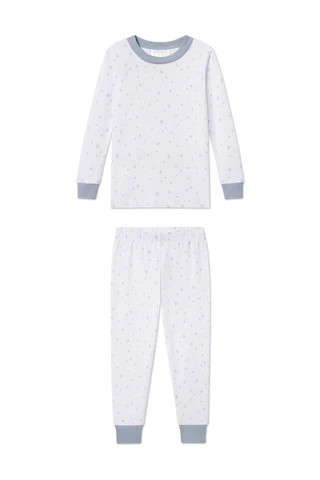 Kids Long-Long Set in Blue Snowflake | Lake Pajamas