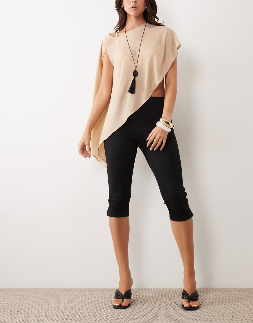 ASOS DESIGN ponte capri pants with side split detail in black | ASOS (Global)