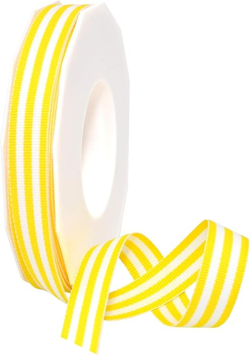 MorexRibbon, Grosgrain Stripes, 5/8 Inch by 20 Yards, Yellow | Amazon (US)