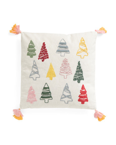 18x18 Embroidered Trees Pillow | TJ Maxx