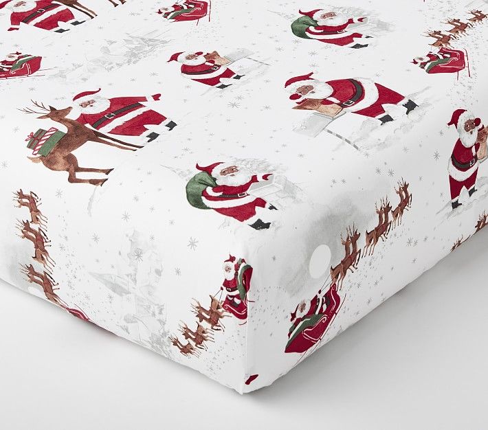 Heritage Santa Organic Crib Fitted Sheet | Pottery Barn Kids