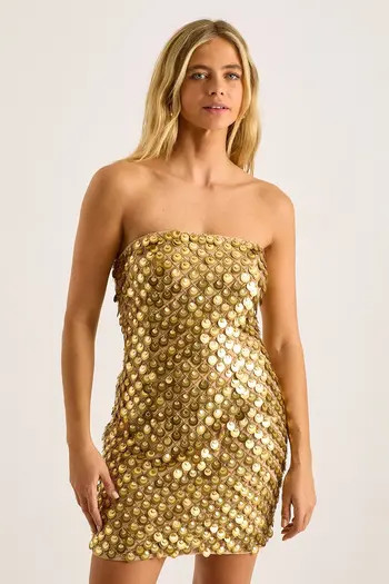 NASTY GAL Layered Disc Bandeau Mini Dress | Nordstrom | Nordstrom