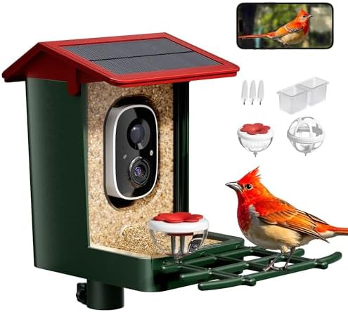 Smart Bird Feeder with Camera Solar Powered, 2K HD Video, AI Bird Species Identification, Instant... | Amazon (US)