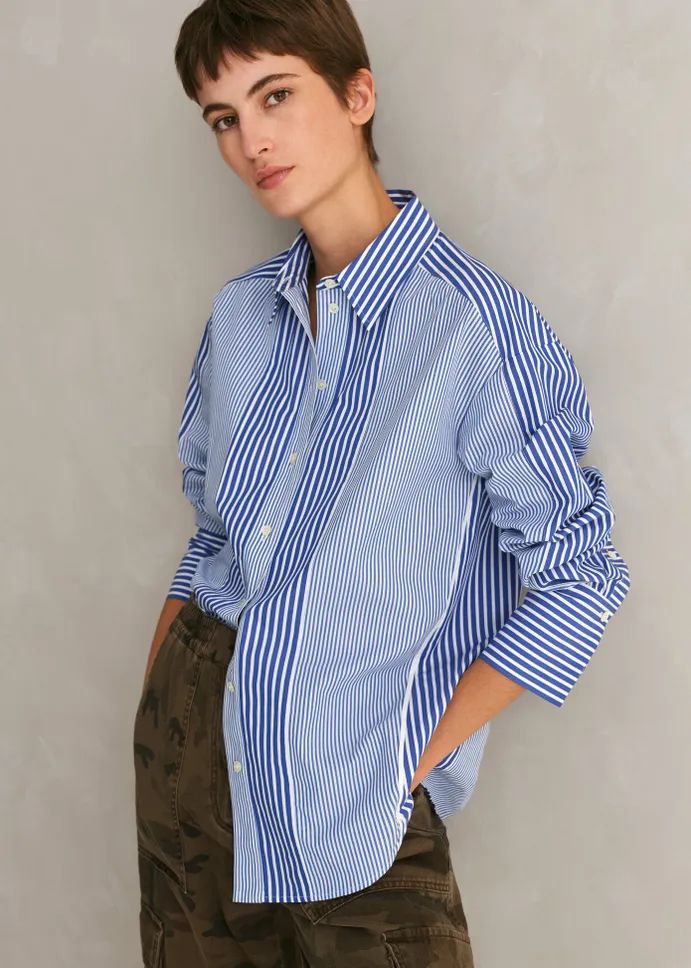 Cotton Stripe Oversized Shirt | ME+EM Global (Excluding US)