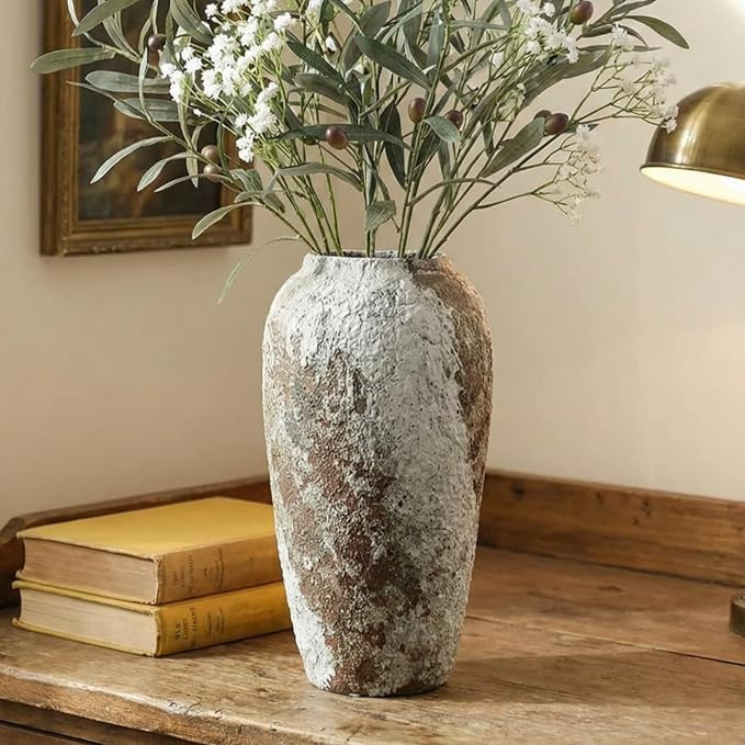 Rustic Ceramic Flower Large Vase, Vintage Floor Tall Vase Farmhouse Decor for Living Room Entrywa... | Amazon (US)