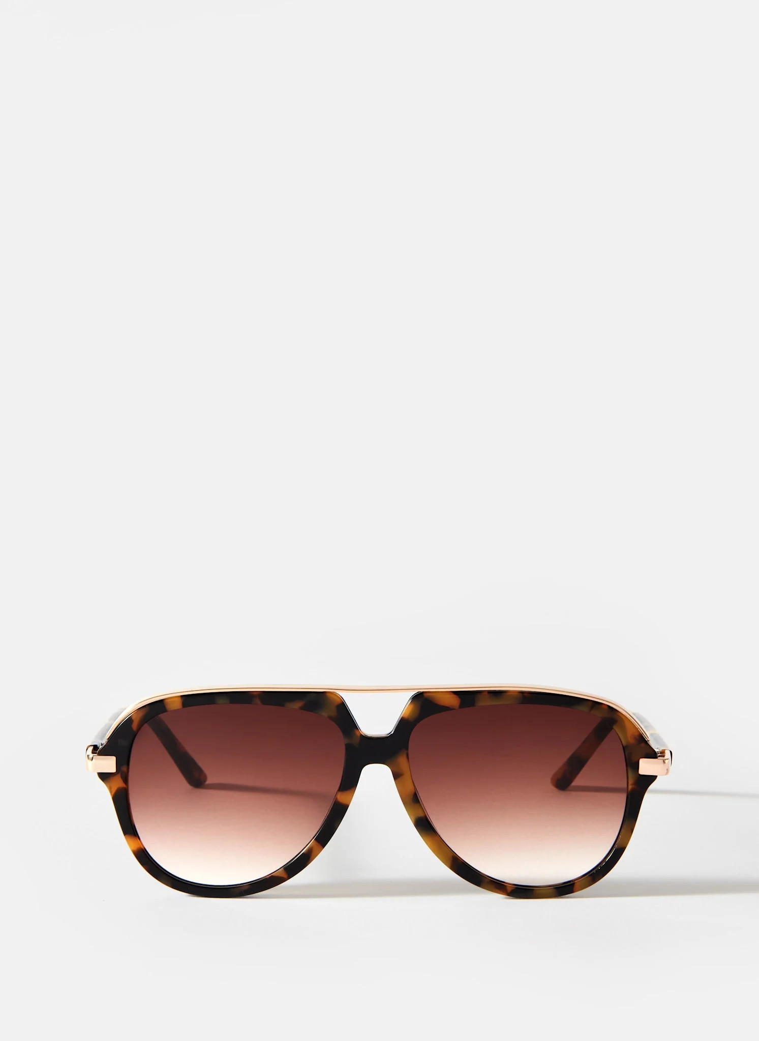 Brown Tortoiseshell Aviator Sunglasses | Mint Velvet