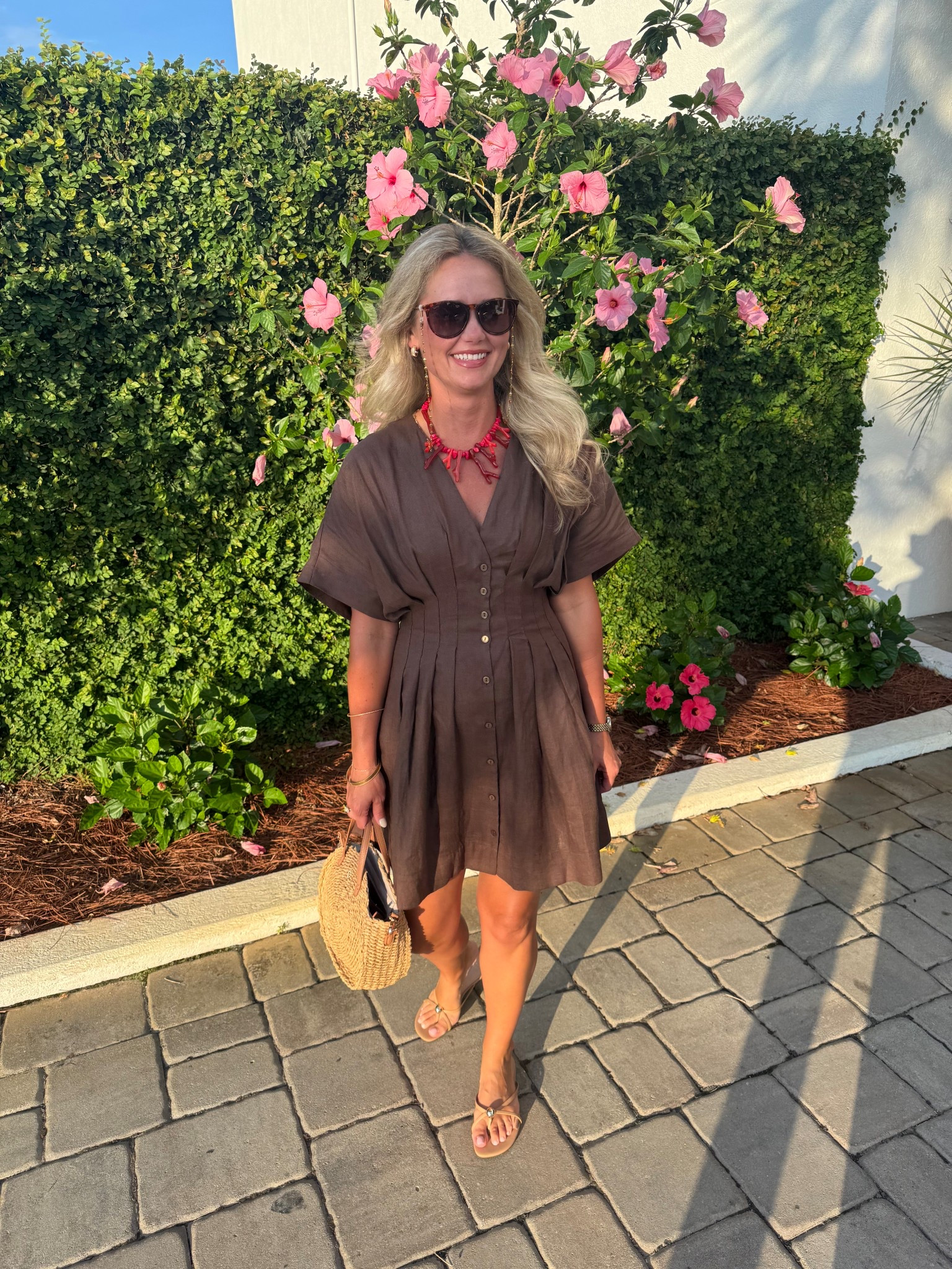 Brown dress mini dress pleated dress summer outfit strappy sandal women’s polarized sunglasses 

#LTKSummerEdit 

#LTKShoeCrush #LTKFamily