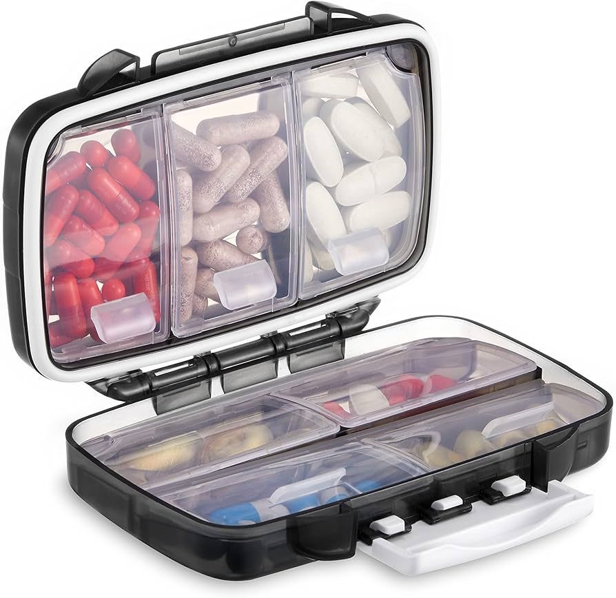Fullicon Portable Pill Organizer Weekly, Small Travel Pill Case with 7 Compartment, Moistureproof... | Amazon (US)