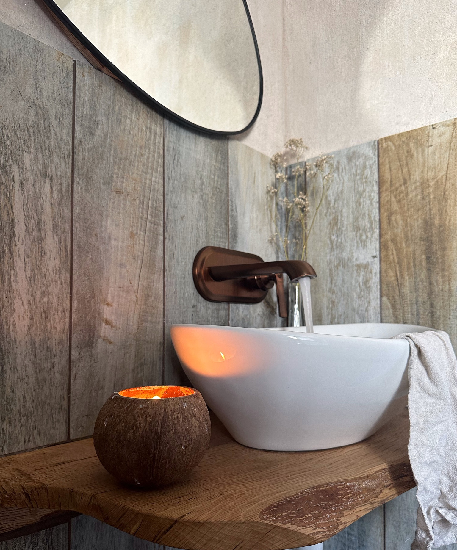 Rustic small bathroom with wabi-sabi styling.

#LTKSeasonal #LTKhome #LTKfindsunder100