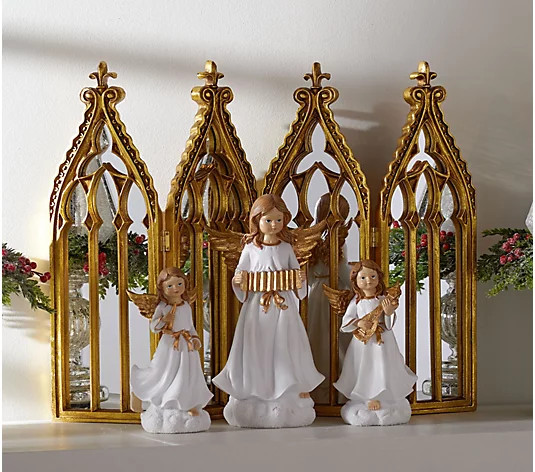 Antiqued Cathedral 4-Panel Mirror by Valerie | QVC