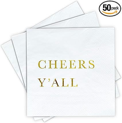 Amazon.com: New Years, Christmas Cocktail Napkins - Cheers Y'all Party Napkins, 3-Ply Disposable ... | Amazon (US)