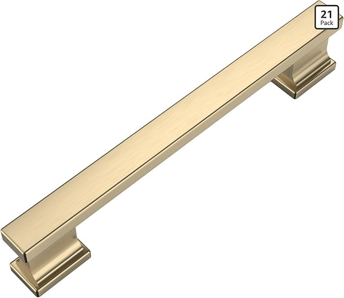 Amerdeco 20 Pack Brushed Brass Cabinet Pulls 5 Inch(128mm) Hole Center Gold Drawer Pulls Cabinet ... | Amazon (US)
