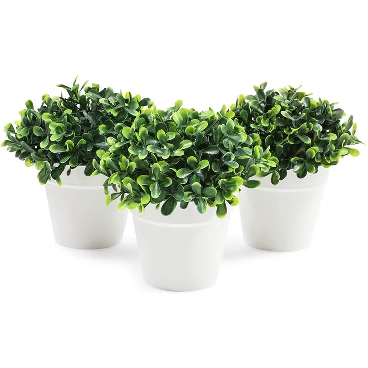 Juvale 3 Pack Mini Artificial Shrub Plants in White Pots, Fake Faux Plants Decorations, Home Offi... | Target