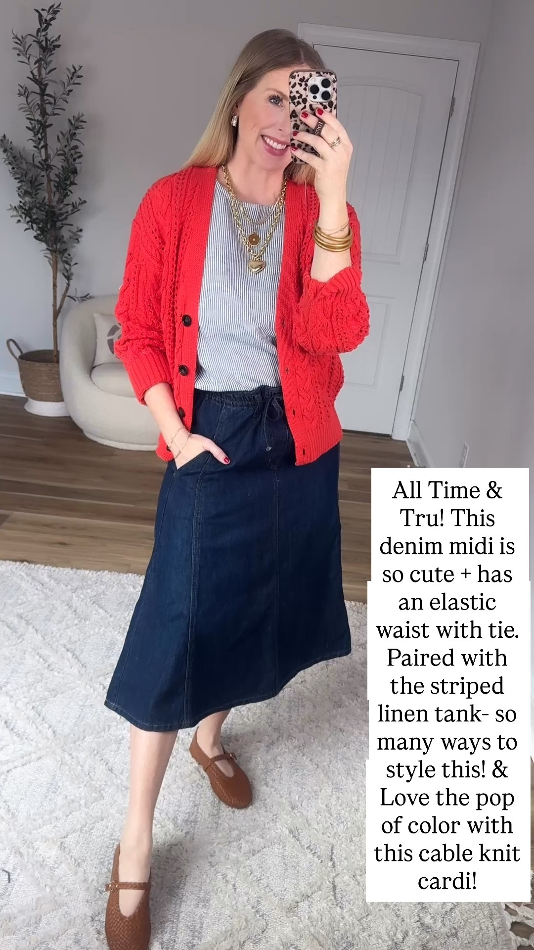 Walmart outfit, Walmart try on, time and tru, Walmart workwear, denim midi skirt, striped linen tank 

#LTKWorkwear #LTKgrwm