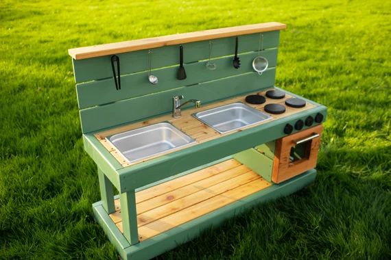 Painted Mud Kitchen With Oven and Working Faucet  Cedar Play | Etsy | Etsy (US)