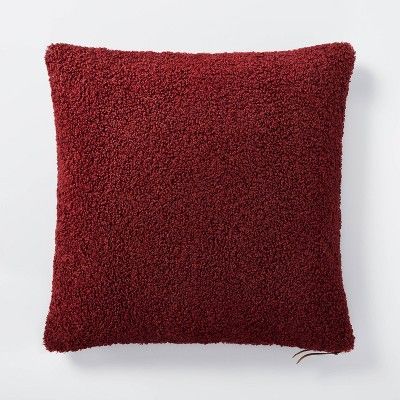 Oversized Boucle Square Throw Pillow with Exposed Zipper Burgundy - Threshold&#8482; designed wit... | Target