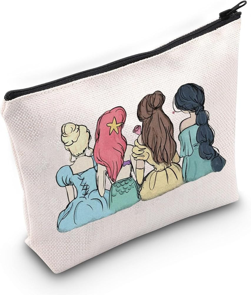 JNIAP Princess Squad Cosmetic Bag Fairy Tale Princess Character Gift Mermaid Movie Lover Makeup P... | Amazon (US)