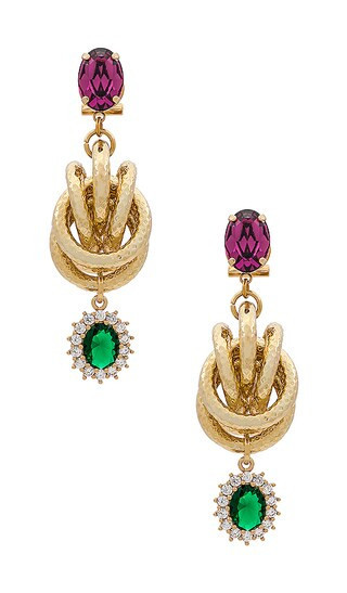 Knot & Charm Earring in Green, Purple, & Gold | Revolve Clothing (Global)