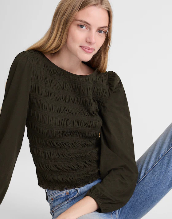 Smocked Boatneck Top | Madewell