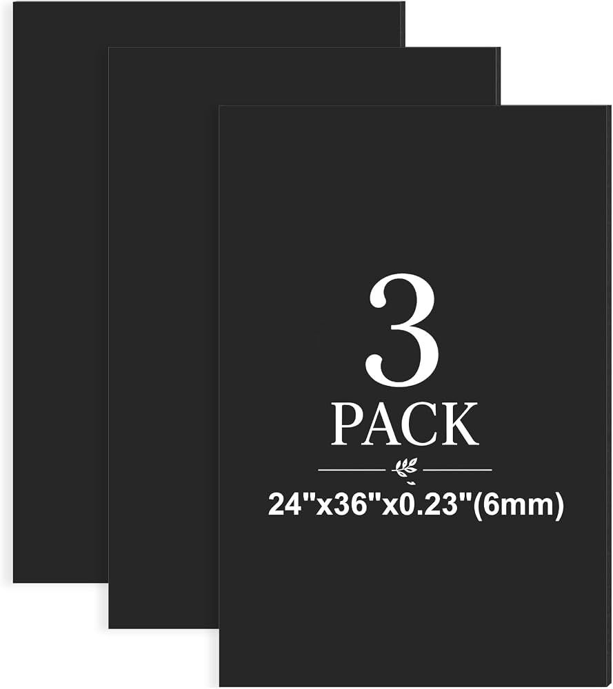 Ndsox 3 Pack Black Foam Board 24"x36", 0.23" Thick Foam Core Poster Board | Amazon (US)
