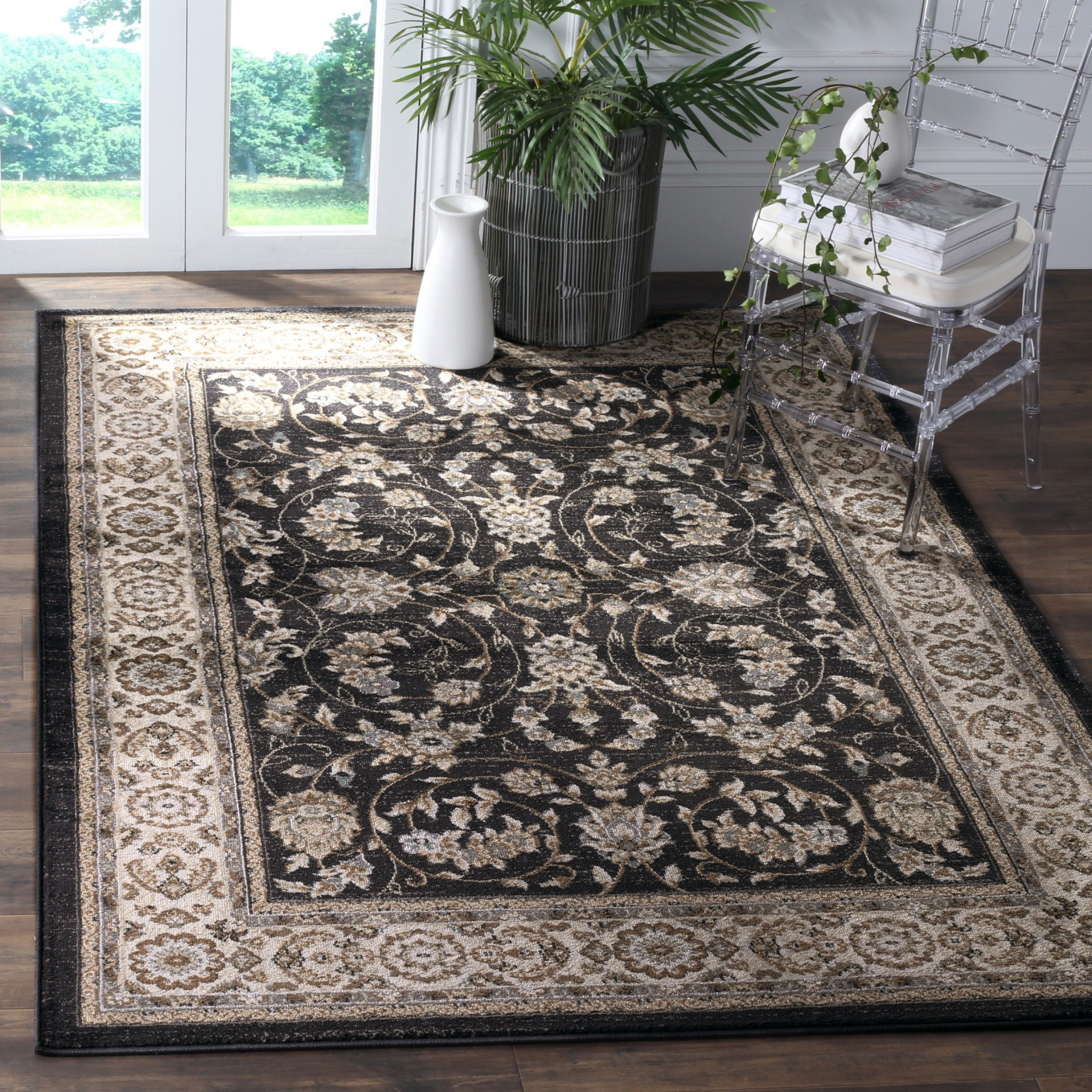 SAFAVIEH Lyndhurst Collection 7' Square Anthracite / Cream LNH340D Traditional Oriental Non-Shedd... | Amazon (US)
