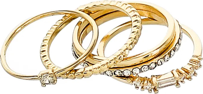 Panacea Set of 5 Crystal Stacking Rings | Nordstrom | Nordstrom